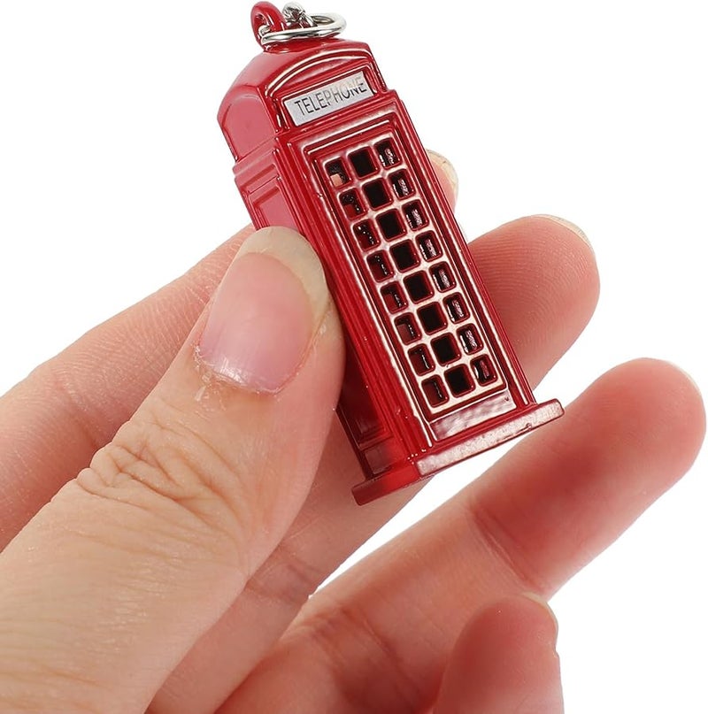 STOBAZA 4pcs British Keychain Charm Set Zinc Alloy Red Bus Telephone Box Clock Design - Image 5